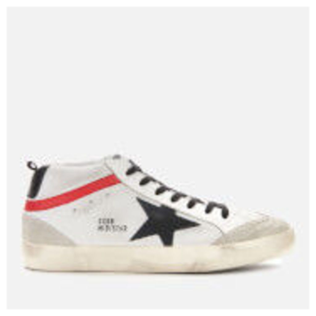 Men's Mid Star Leather Trainers - Ice/Black Star - UK 9 - White
