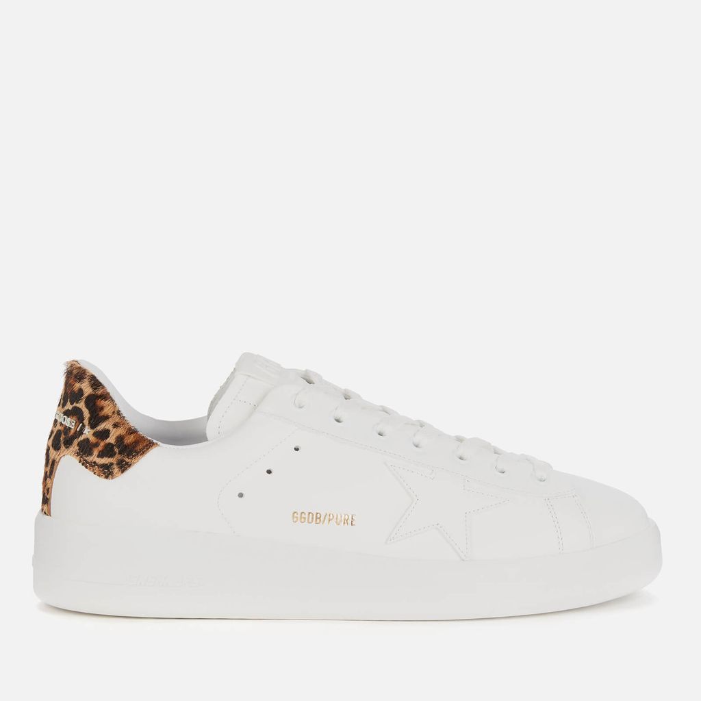 Men's Pure Star Leather Trainers - White/Brown Leopard - UK 8