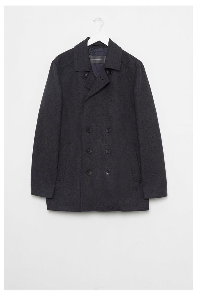 Double Breasted Peacoat - charcoal melange