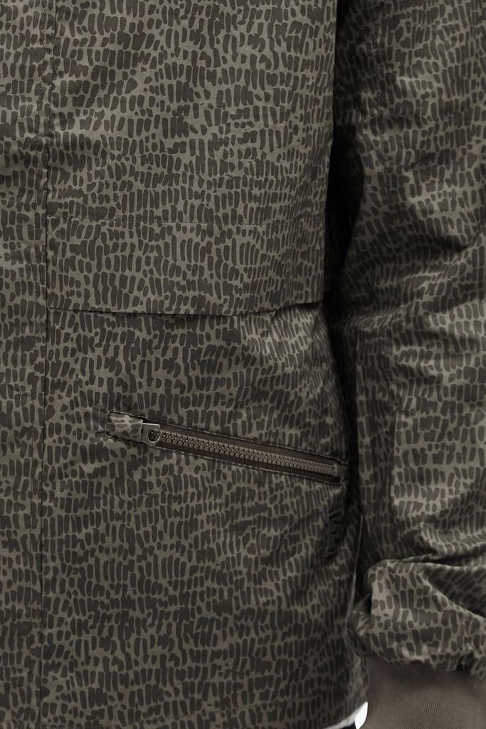 Travertine Cotton Hooded Jacket - tarmac/ black olive