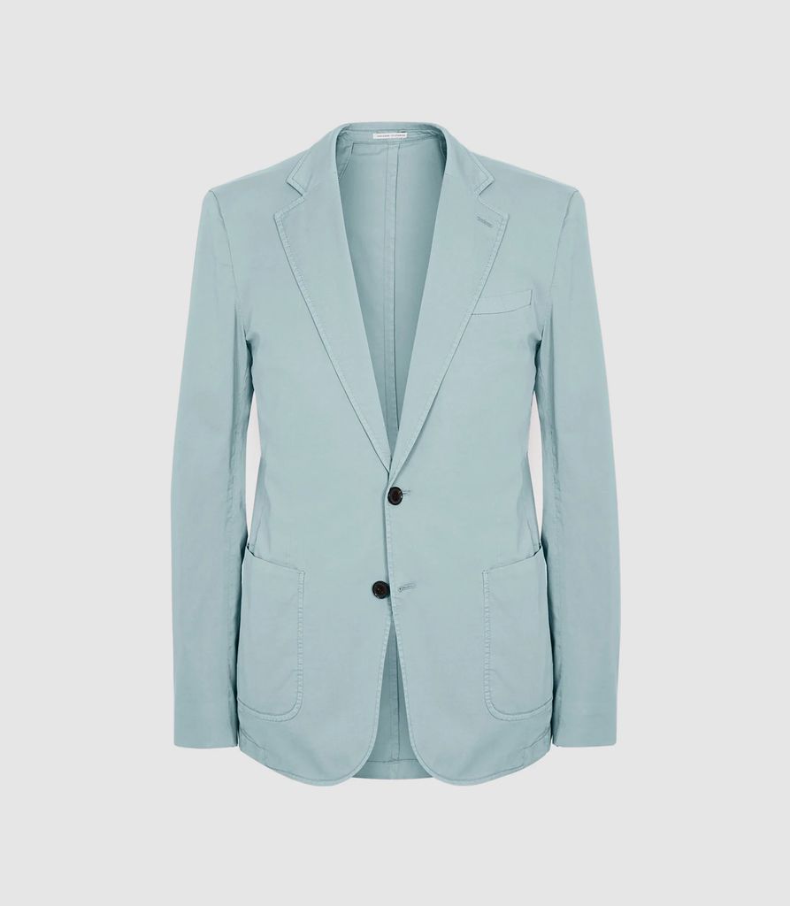 World - Cotton-blend Slim-fit Blazer in Light Blue, Mens, Size 44