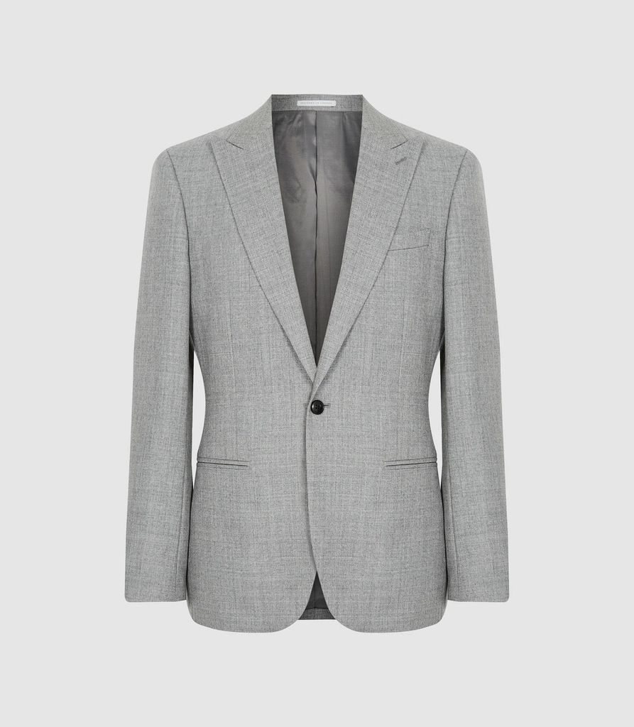 Trullo - Wool Slim Fit Blazer in Soft Grey, Mens, Size 42