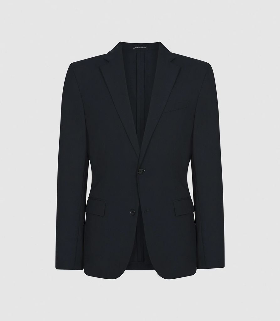 Float - Single Breasted Crepe Blazer in Navy, Mens, Size 36