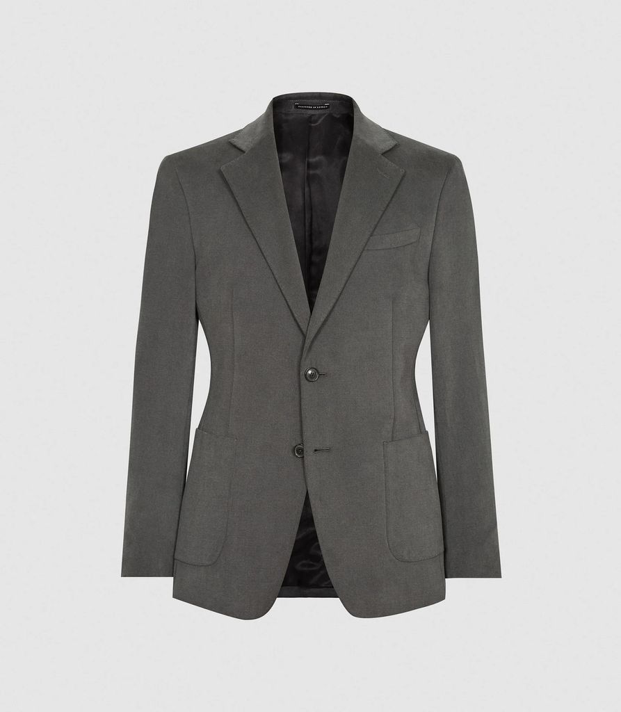 Monument - Moleskin Single Breasted Blazer in Charcoal, Mens, Size 36