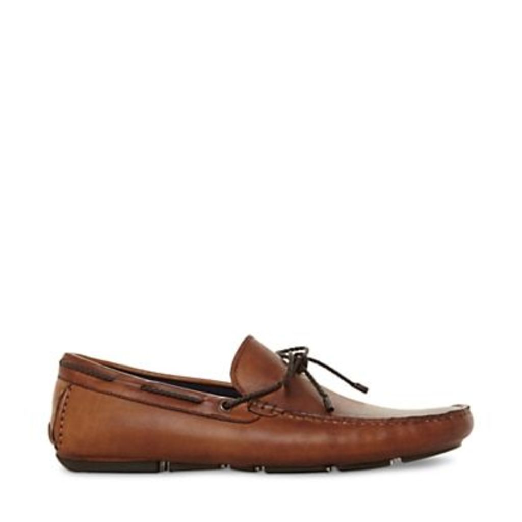 Dune Brandstable Leather Driver Loafers, Tan