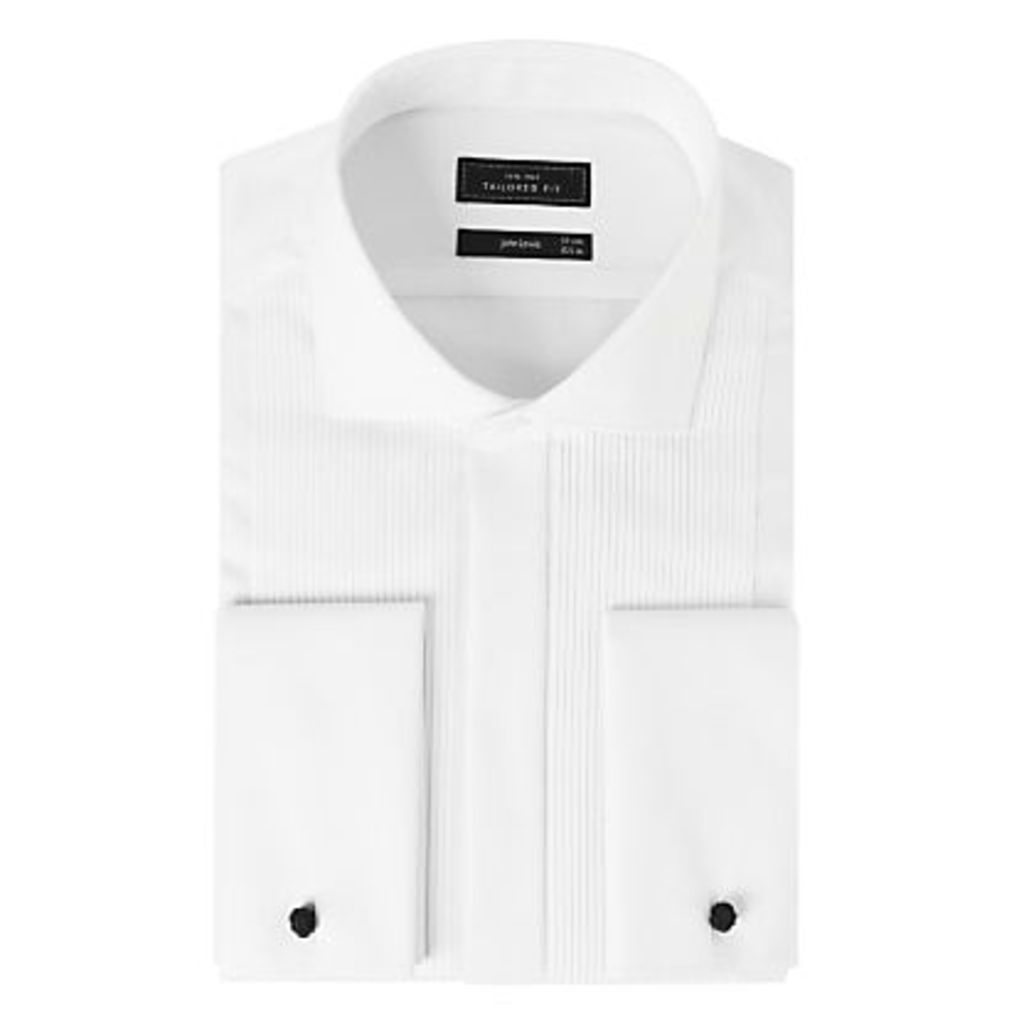Pleat Front Tailored Fit Dress Shirt, White