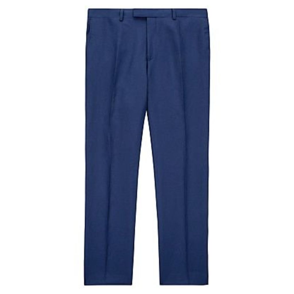 Jaeger Silk Linen Regular Fit Suit Trousers, Blue