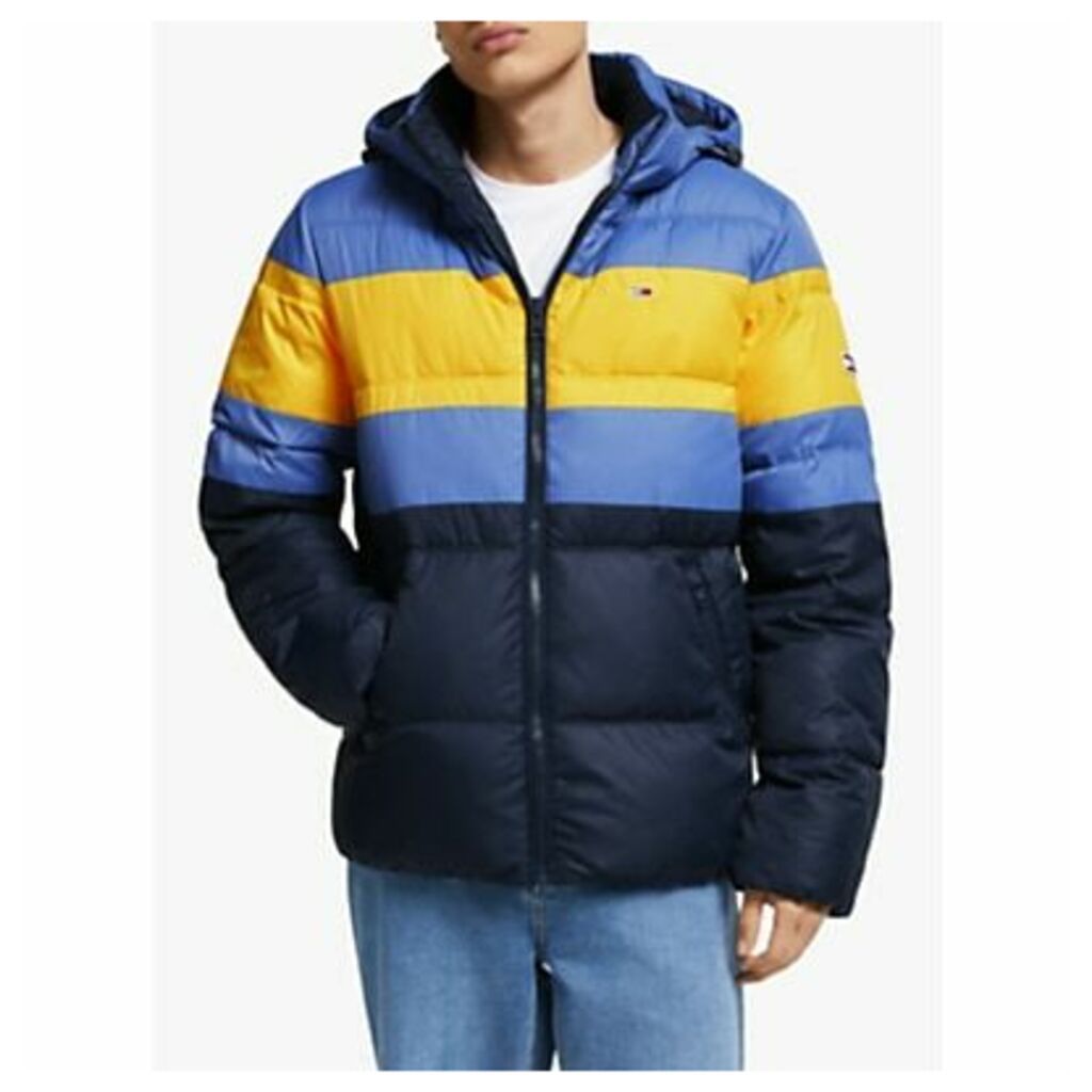 Tommy Jeans Rugby Colour-Blocked Recycled Puffer Jacket, Dutch Blue/Multi
